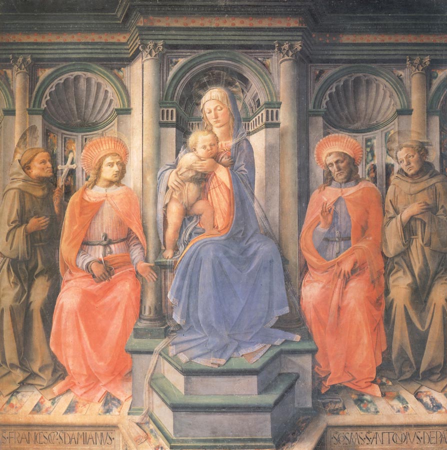 Madonna and Child Enthroned with Sts Francis,Damian,Cosmas and Anthony of Padua